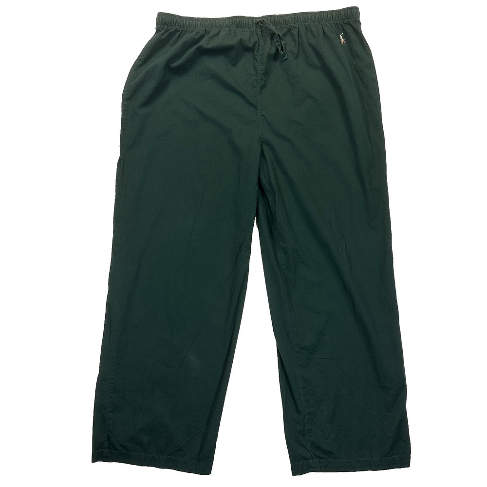 Polo Ralph Lauren Pants XL Green Drawstring Elastic Waist Lounge Casual Baggy